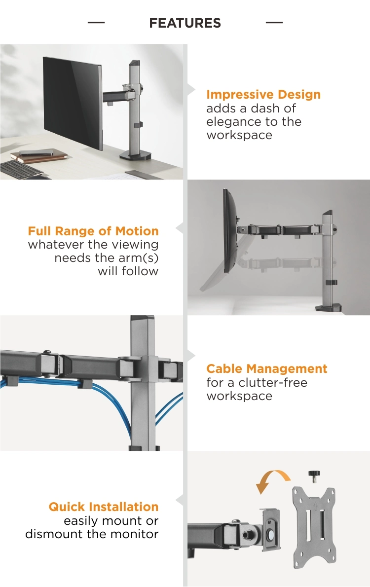 China OEM/ODM Hot Sale Deluxe Dual-Monitor Mechanical Monitor Arm